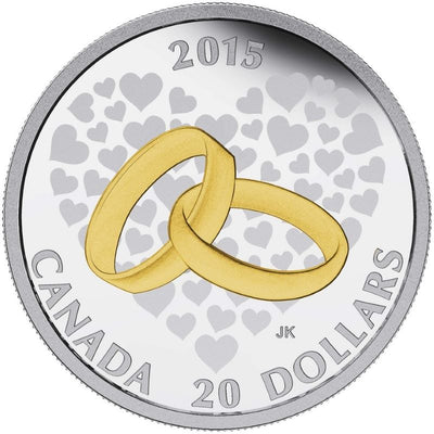 Fine Silver Coin with Gold Plating - Wedding Reverse