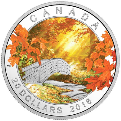 Fine Silver Coin with Colour - Autumn Tranquility Reverse