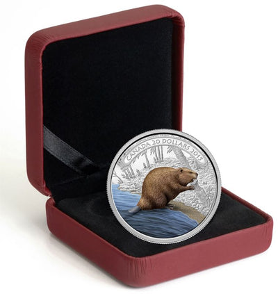 Fine Silver Coin with Colour - Beaver At Work Packaging