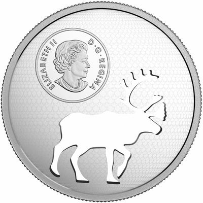 Fine Silver Coin – Endangered Animal Cutout: Woodland Caribou Obverse