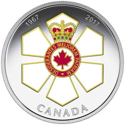 Fine Silver Coin with Colour - Canadian Honours: 50th Anniversary of the Order of Canada Reverse