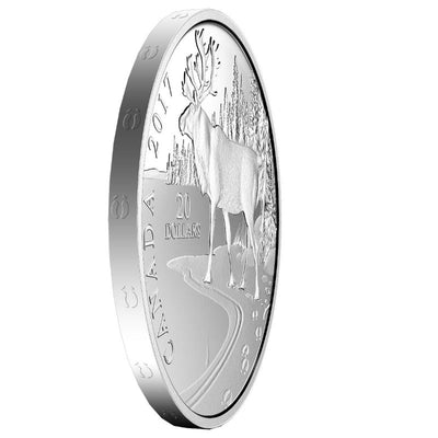 Fine Silver Coin - Paw Prints On The Edge: Woodland Caribou Edge Detail