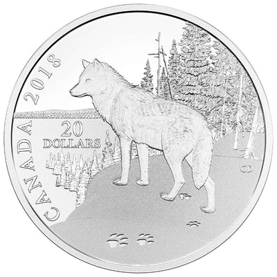 Fine Silver Coin - Paw Prints On The Edge: Wolf Reverse