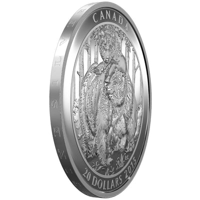 Fine Silver Coin - Grizzly Bear: Togetherness Edge Detail