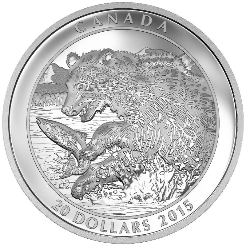Fine Silver Coin - Grizzly Bear: The Catch Reverse