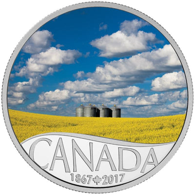 Fine Silver Coin with Colour - Celebrating Canada's 150th: Canola Field Reverse