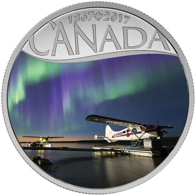 Fine Silver 13 Coin Set with Colour - Celebrating Canada's 150th: Float Planes On the Mackenzie River Reverse
