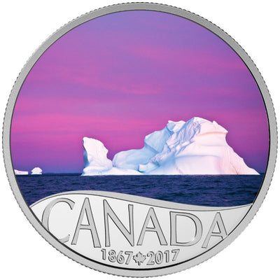 Fine Silver Coin with Colour - Celebrating Canada's 150th: Iceberg At Dawn Reverse