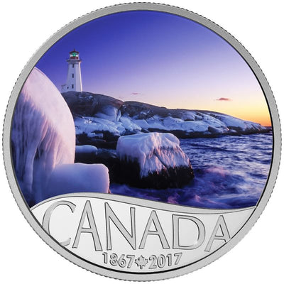 Fine Silver 13 Coin Set with Colour - Celebrating Canada's 150th: Lighthouse At Peggy's Cove Reverse
