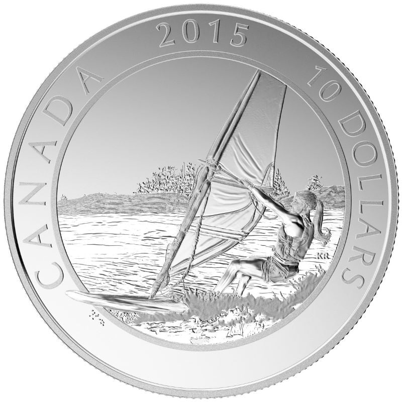 Fine Silver 5 Coin Set - Adventure Canada: Wind Surfing Reverse