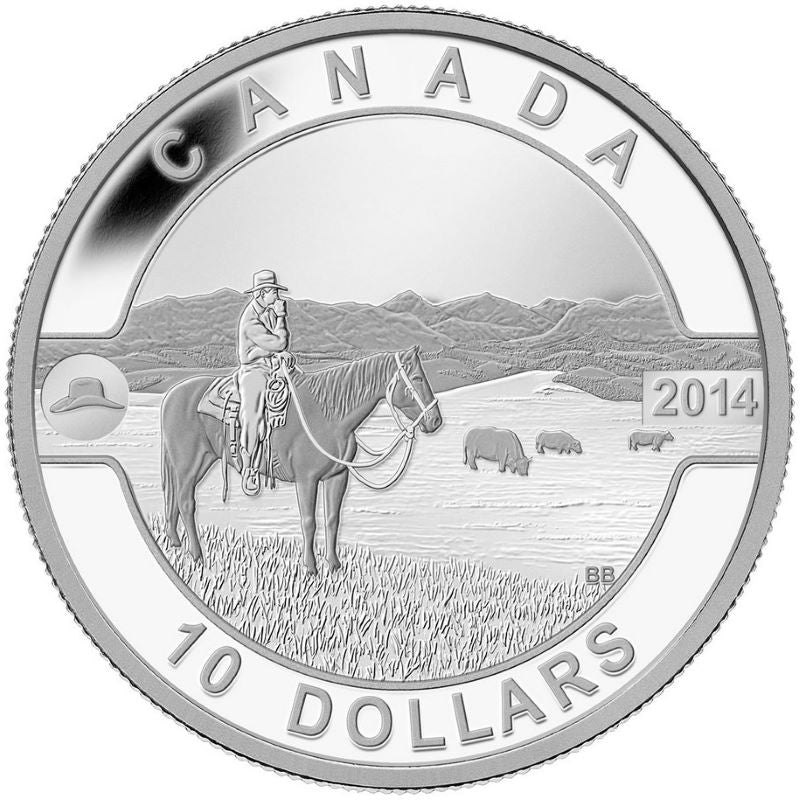 Fine Silver Hologram 10 Coin Set - O Canada: The Canadian Cowboy Reverse