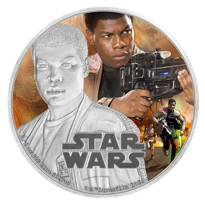 Fine Silver Coin with Colour - Star Wars: The Force Awakens - Finn Reverse