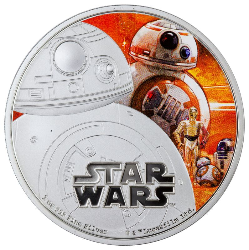 Fine Silver Coin with Colour – Star Wars: The Force Awakens - BB-8 Reverse