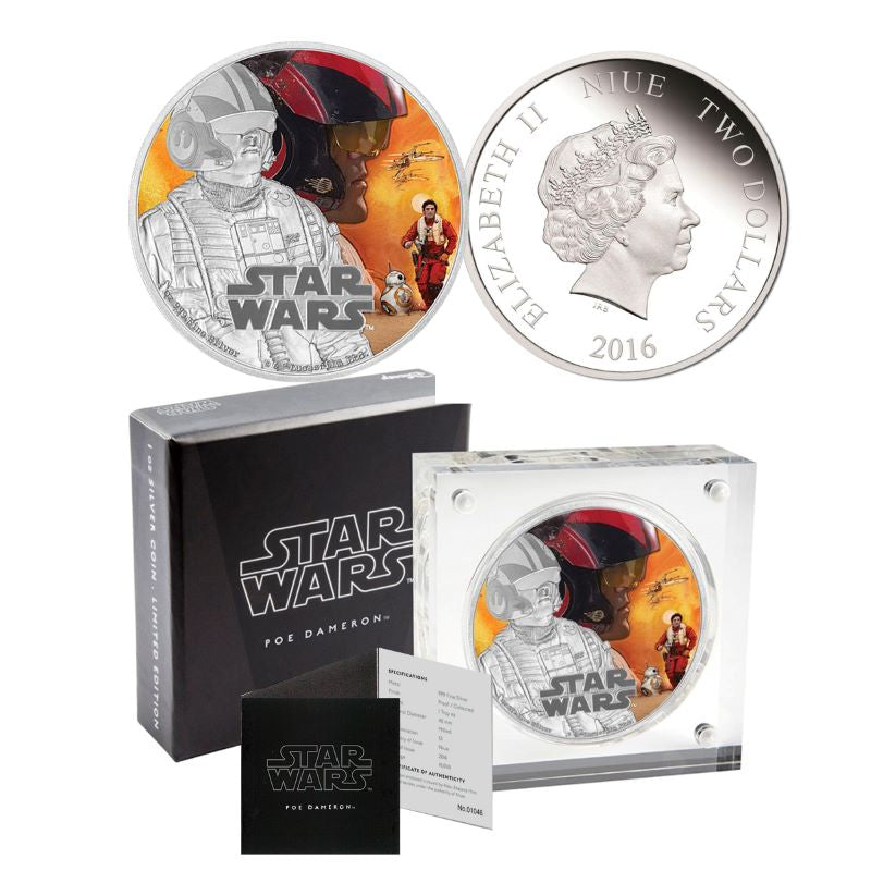 Fine Silver Coin with Colour – Star Wars: The Force Awakens - Poe Dameron 