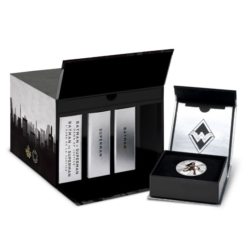 Fine Silver 4 Coin Set with Colour - Batman Vs. Superman: Dawn of Justice Packaging