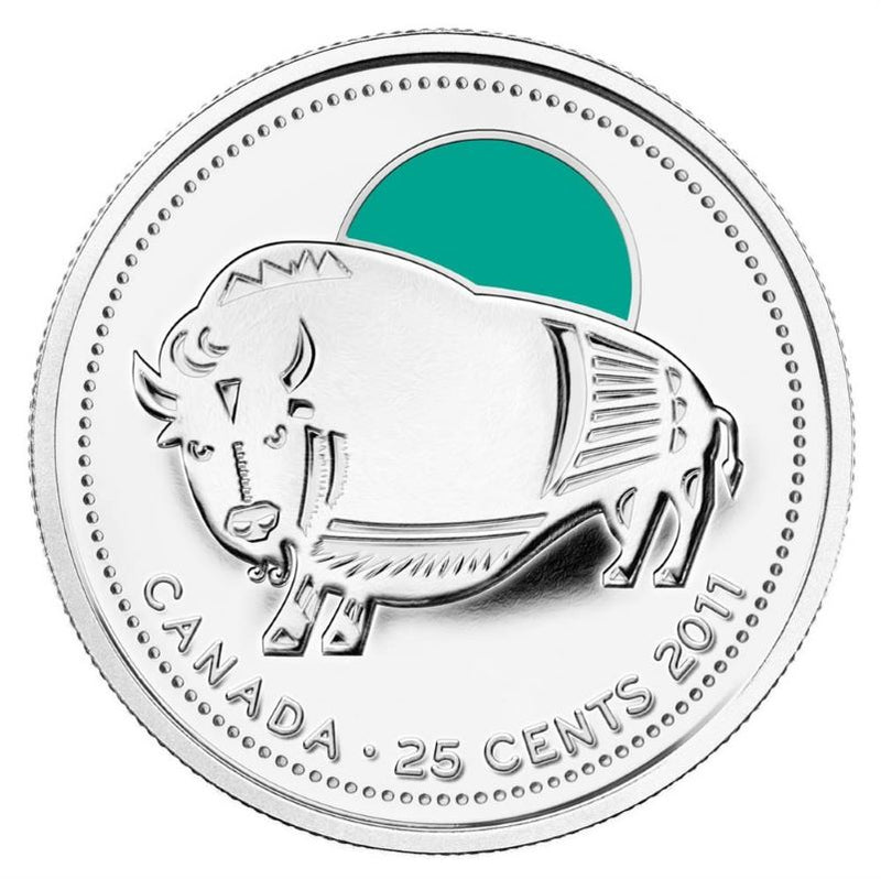 Sterling Silver 3 Coin Set with Colour - Our Legendary Nature: Canadian Conservation Successes: Wood Bison Reverse