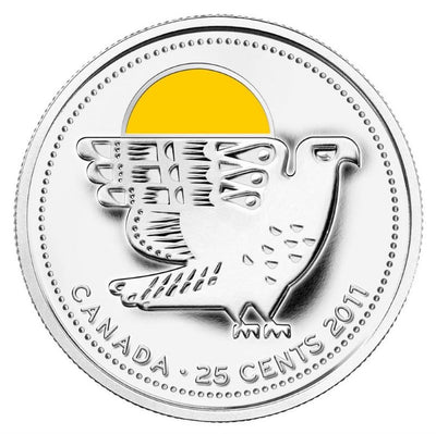 Sterling Silver 3 Coin Set with Colour - Our Legendary Nature: Canadian Conservation Successes: Peregrine Falcon Reverse
