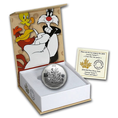 Fine Silver 8 Coin Set - Looney Tunes: That's All Folks Packaging