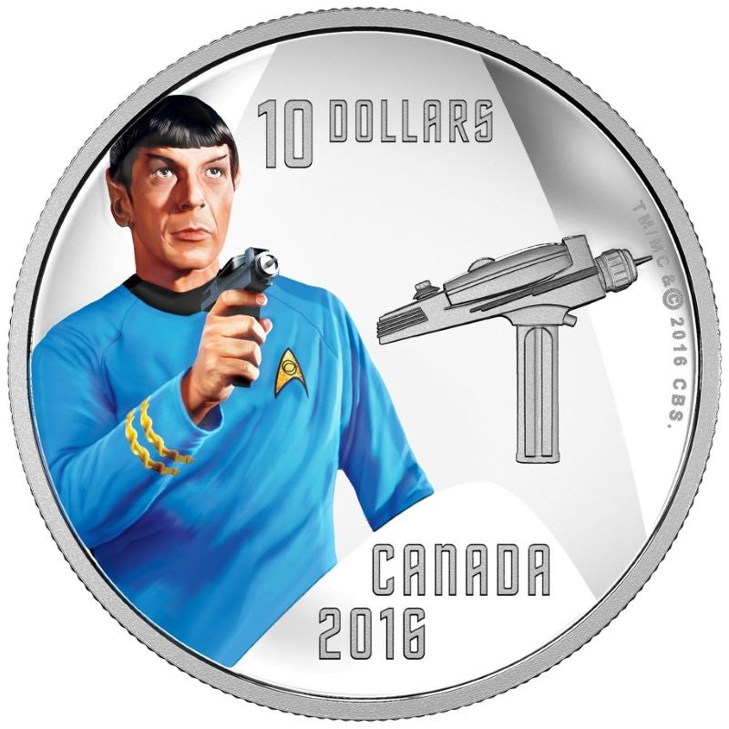Fine Silver Coin with Colour - Star Trek Crew: Spock Reverse
