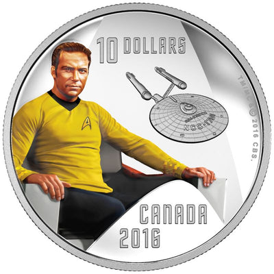 Fine Silver Coin with Colour - Star Trek Crew: Captain Kirk Reverse