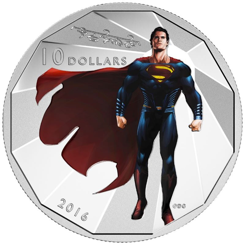 Fine Silver Coin with Colour - Batman Vs. Superman: Dawn of Justice - Superman Reverse