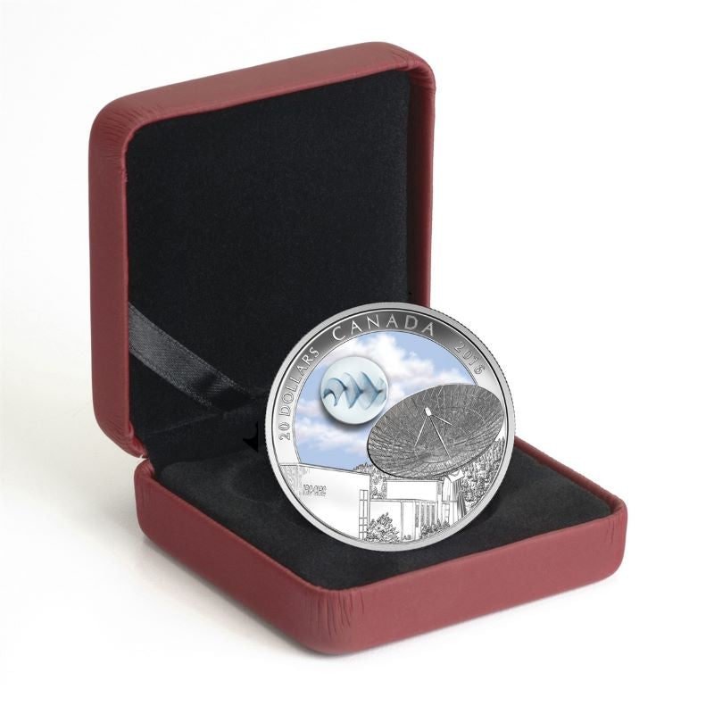 Fine Silver Glow In The Dark Coin with Colour and Glass Element - The Universe with Silver Fume Packaging