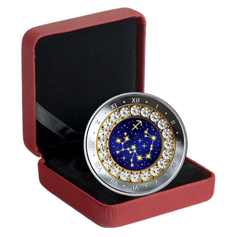 Fine Silver Coin with Colour and Swarovski Element - Zodiac Series: Scorpio Packaging