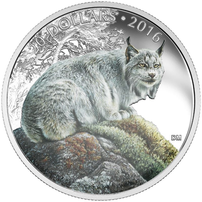 Fine Silver 5 Coin Set with Colour - Majestic Animals: The Commanding Canadian Lynx Reverse