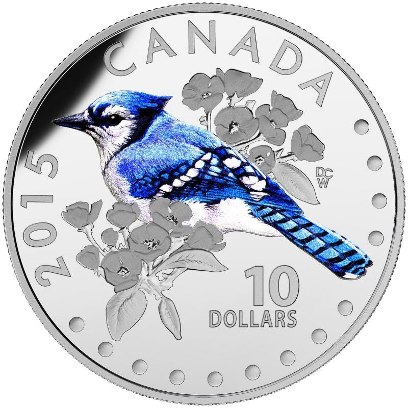 Fine Silver 5 Coin Set with Colour - Colourful Songbirds of Canada: The Blue Jay Reverse
