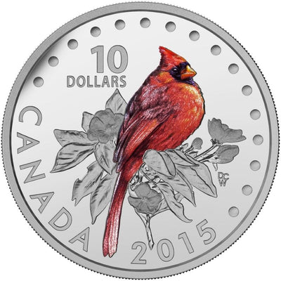 Fine Silver 5 Coin Set with Colour - Colourful Songbirds of Canada: The Northern Cardinal Reverse