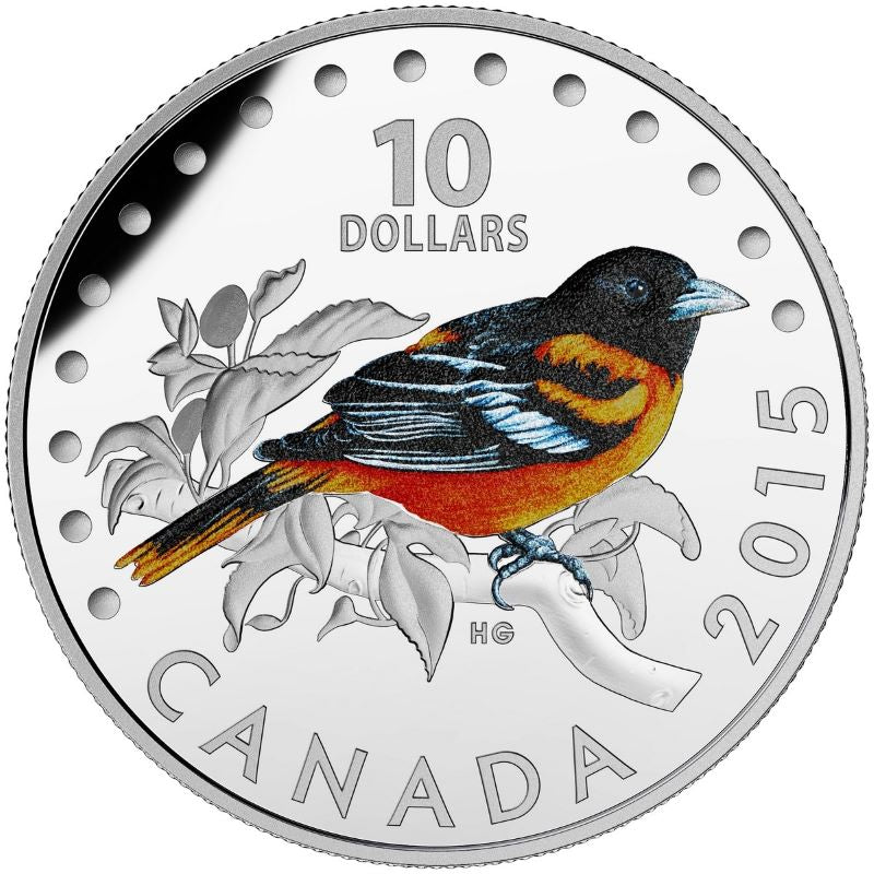 Fine Silver 5 Coin Set with Colour - Colourful Songbirds of Canada: The Baltimore Oriole Reverse