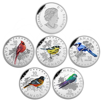 Fine Silver 5 Coin Set with Colour - Colourful Songbirds of Canada