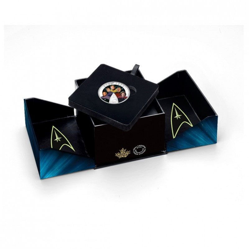 Fine Silver Glow In The Dark Coin with Colour - Star Trek: Five Captains Packaging