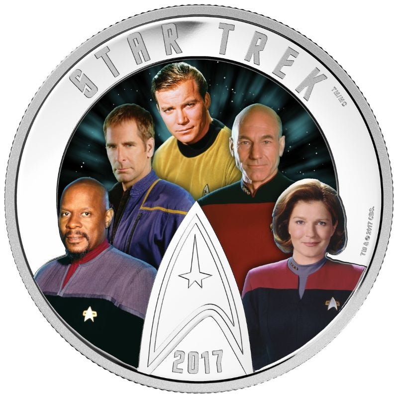 Fine Silver Glow In The Dark Coin with Colour - Star Trek: Five Captains Reverse