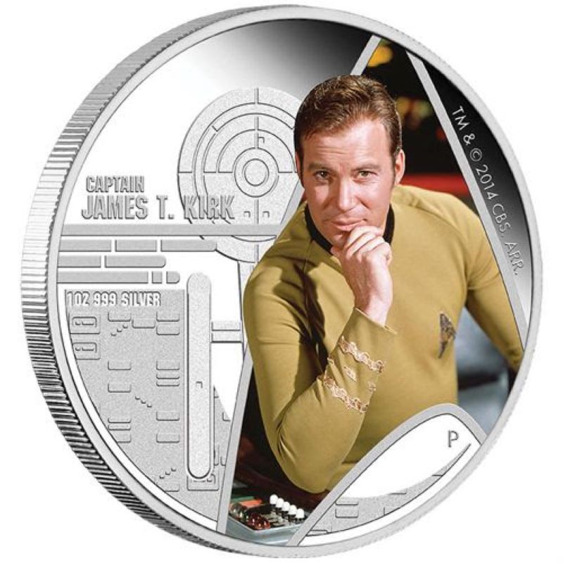 Fine Silver Coin with Colour - Star Trek The Original Series: Captain Kirk Reverse
