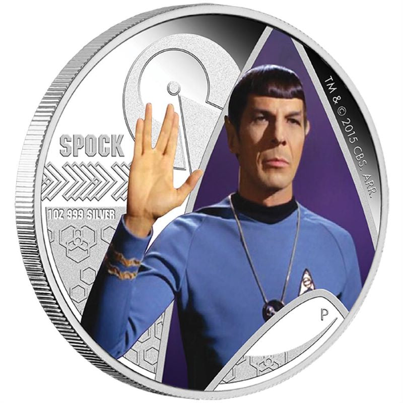 Fine Silver Coin with Colour - Star Trek The Original Series: Spock Reverse