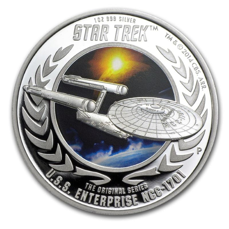 Fine Silver Coin with Colour - Star Trek The Original Series: USS Enterprise NCC-1701 Reverse