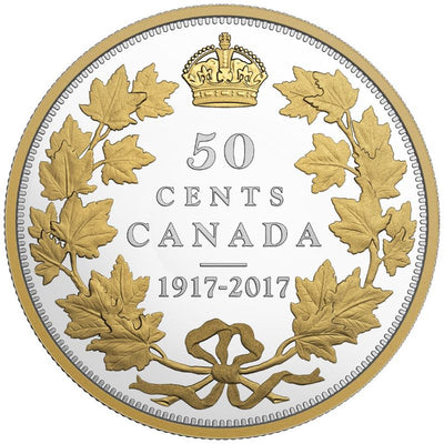 Fine Silver Coin with Gold Plating - 100th Anniversary of the 1917 Half-Dollar Reverse