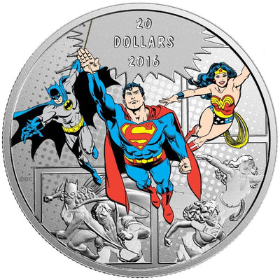 Fine Silver Coin with Colour - DC Comics Originals: The Trinity Reverse
