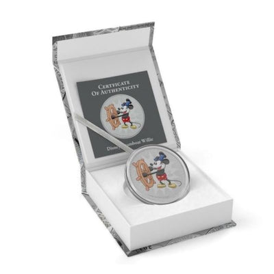 Fine Silver Coin with Colour - Steamboat Willie Packaging