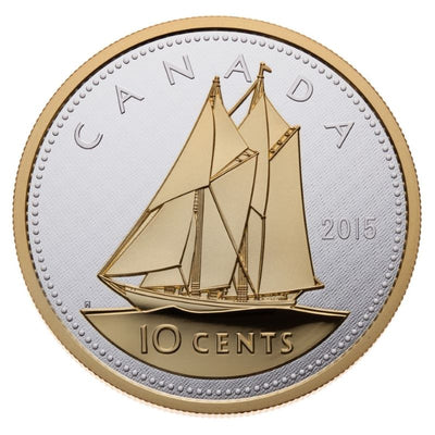 Fine Silver Coin with Gold Plating - Big Coin Series: 10-Cent Coin Reverse