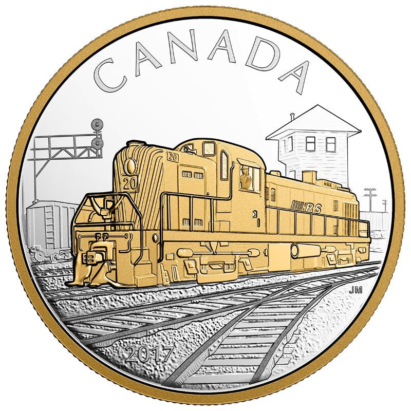Fine Silver 3 Coin Set with Gold Plating - Locomotives Across Canada: RS 20 Reverse