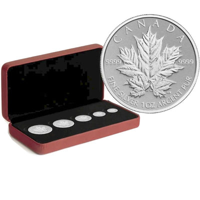 Fine Silver 5 Coin Set - 25th Anniversary Fractional Silver Maple Leaf Set