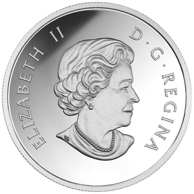 Fine Silver Coin with Colour and Swarovski Element - Jewel of the Rain Bigleaf Maple Obverse