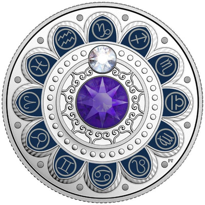 Fine Silver Coin with Colour and Swarovski Crystal - Zodiac Series: Capricorn Reverse