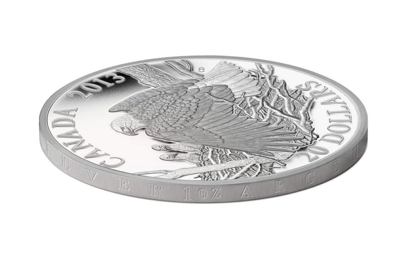 Fine Silver Coin - The Bald Eagle: Mother Protecting Her Eaglets Edge Detail