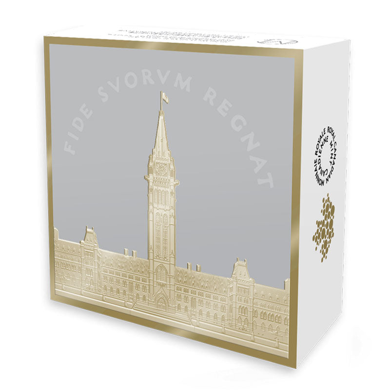 Fine Silver Coin with Gold Plating - Renewed Silver Dollar Commemorative Royal Visit: Parliament Building Packaging
