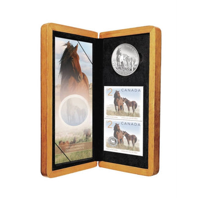 Fine Silver Coin and Stamp Set - Sable Island Horse and Foal 