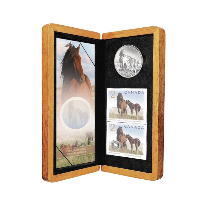 Fine Silver Coin and Stamp Set - Sable Island Horse and Foal 