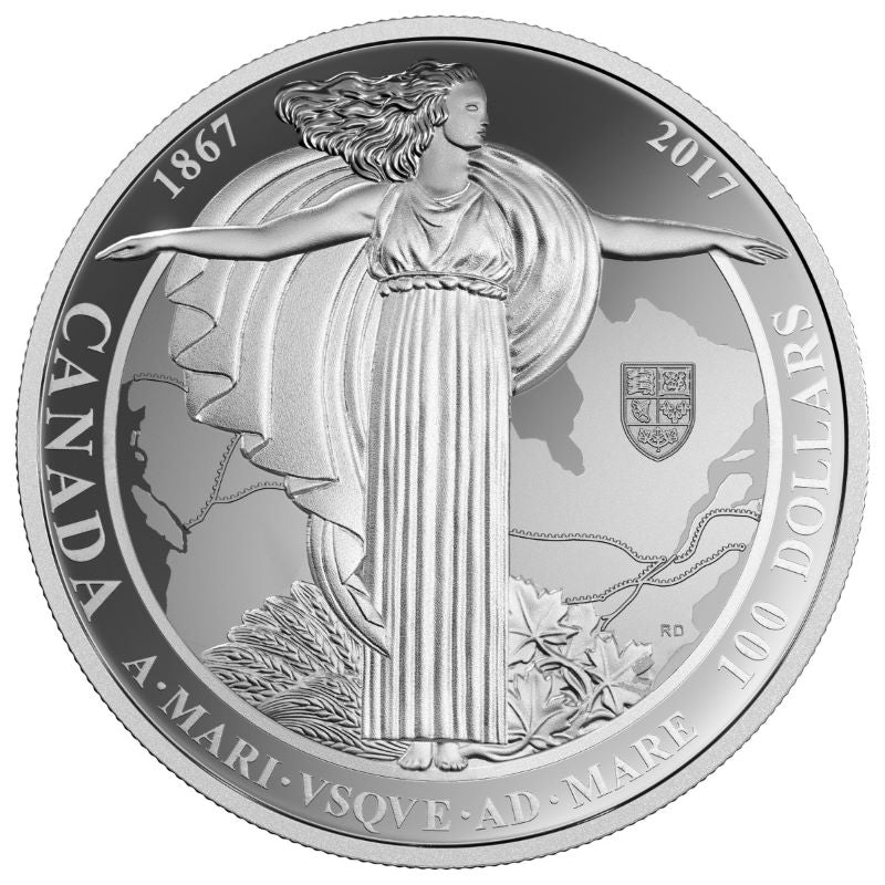 Fine Silver Coin - A Mari Usque Ad Mare: The Diamond Jubilee of the Confederation of Canada Medal Reverse
